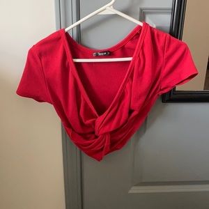 Red Twist Front Crop Top